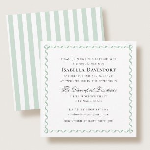 Invitation Élégant Ruban Fête de Naissance Script Rayures Ver