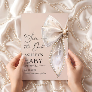 Invitation Élégant Ruban Rose Save the date Baby Shower