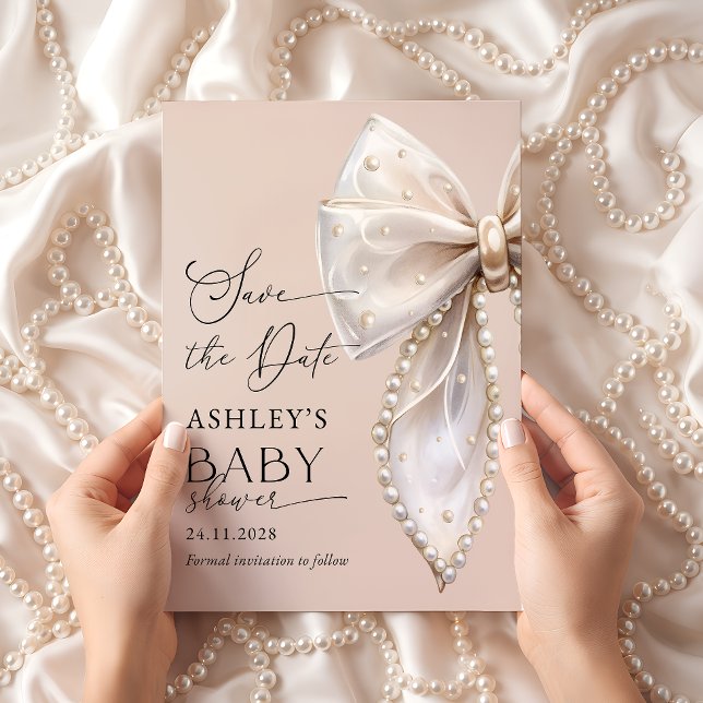 Invitation Élégant Ruban Rose Save the date Baby Shower (Créateur téléchargé)