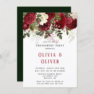 Invitation Élégant Ruby Red Peonies