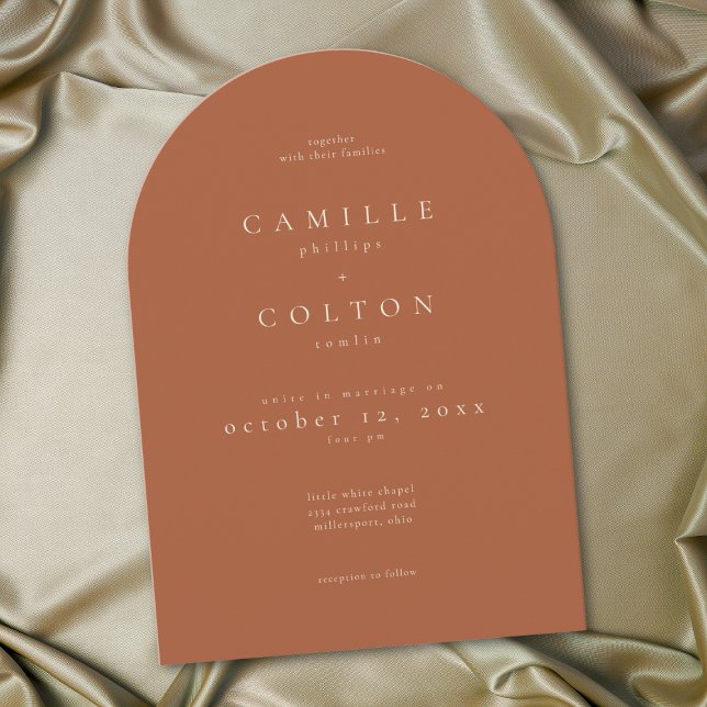 Invitation Elegant Rust Terracotta Minimalist Arch Wedding (Créateur téléchargé)