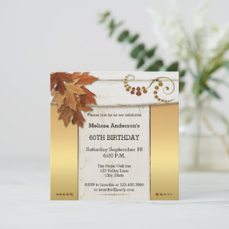 Invitation Elégant Rustic Automne Anniversaire Fête Invitatio
