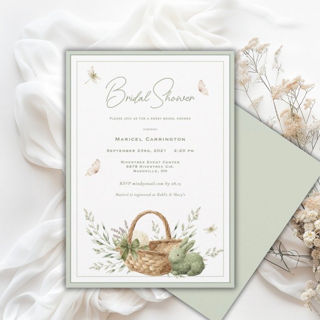 Invitation Elegant Rustic Basket Greenery Bridal Shower (Créateur téléchargé)
