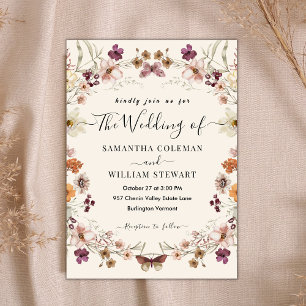 Invitation Elégant Rustic Boho Fleur sauvage moderne Mariage