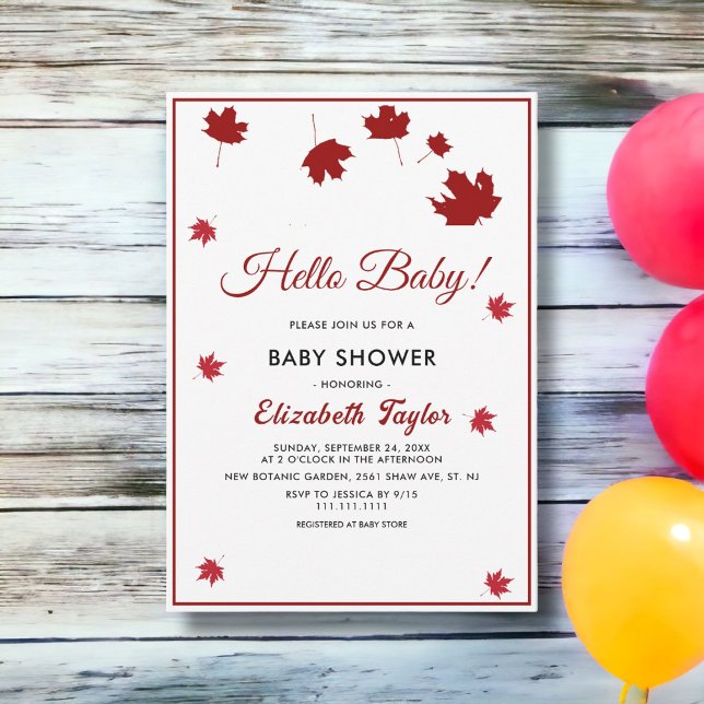 Invitation Elégant Rustic Fall Feuilles Rouge Automne Baby sh (Créateur téléchargé)