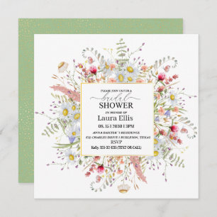 Invitation Elégant Rustic fleur sauvage douche nuptiale