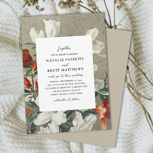 Invitation Elegant Rustic Florals Terracotta Orange Wedding 