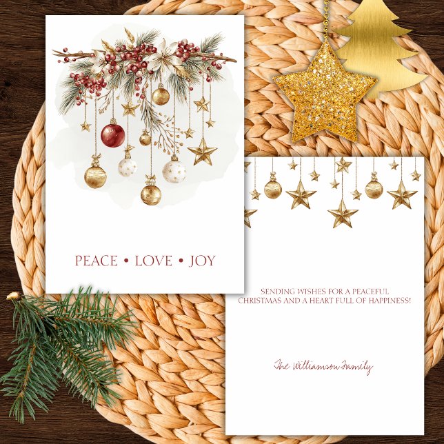 Invitation Elegant Rustic Pine Branch with Ornaments (Créateur téléchargé)