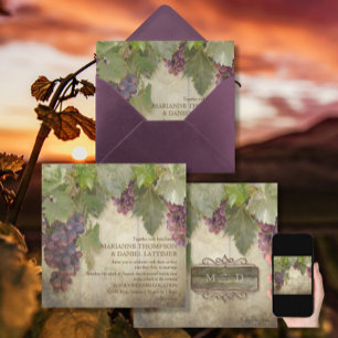 Invitation Élégant Rustic Vineyard Mariage de automne