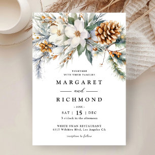 Invitation Elégant rustique Aquarelle Florale Mariage d'hiver