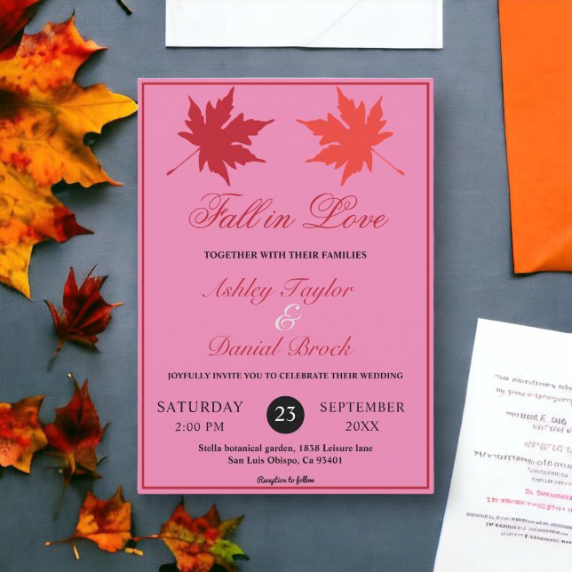 Invitation Elégant Rustique Automne Feuilles Boho Mariage de  (Créateur téléchargé)