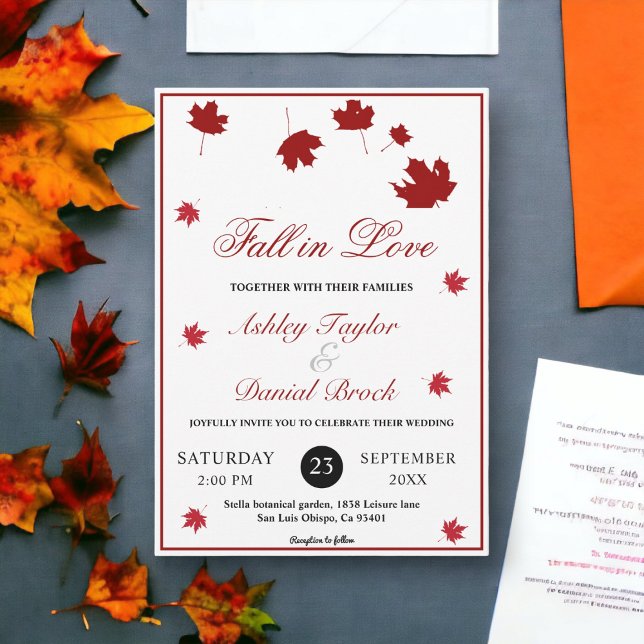 Invitation Élégant Rustique automne laisse Romantique Mariage (Créateur téléchargé)