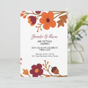 Invitation Élégant Rustique Automne Mariage Floral