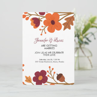Invitation Élégant Rustique Automne Mariage Floral