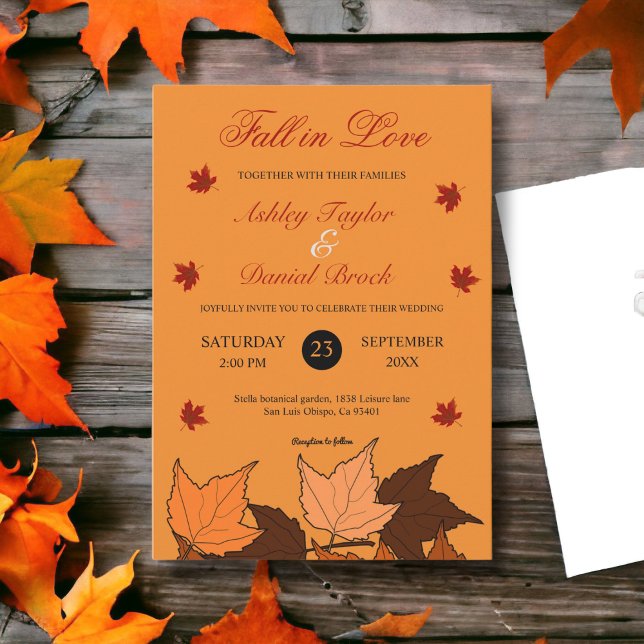 Invitation Élégant Rustique Burning Orange Mariage de automne (Créateur téléchargé)