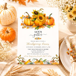 Invitation Élégant Rustique Citrouilles Feuilles d'Automne Ac