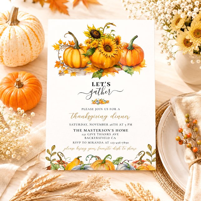 Invitation Élégant Rustique Citrouilles Feuilles d'Automne Ac (Créateur téléchargé)