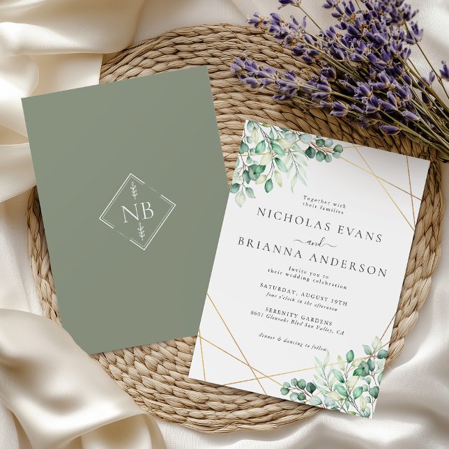 Invitation Elégant Rustique de verdure Eucalyptus Mariage Feu (Créateur téléchargé)