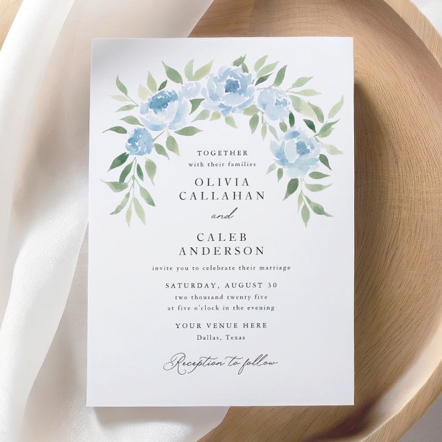Invitation Élégant Rustique Dusty Blue Arch Mariage (Créateur téléchargé)