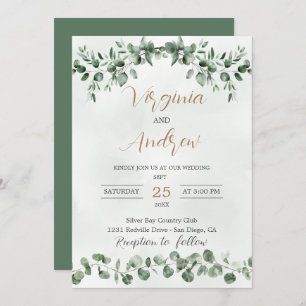 Invitation Elégant Rustique Eucalyptus Feuille Mariage de ver