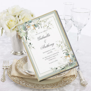 Invitation Elégant Rustique Eucalyptus Sage Mariage or