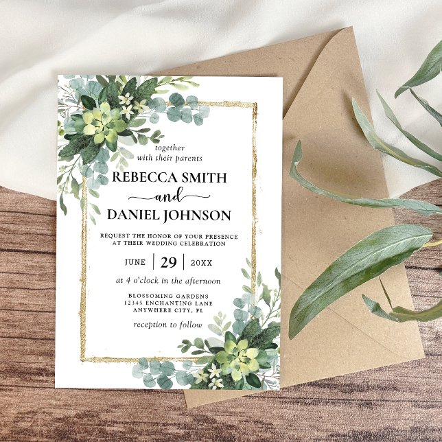 Invitation Élégant Rustique Feuilles de Eucalyptus Verdure Ma (Créateur téléchargé)