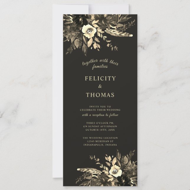 Invitation Élégant Rustique Floral Terre Brown Mariage (Devant)