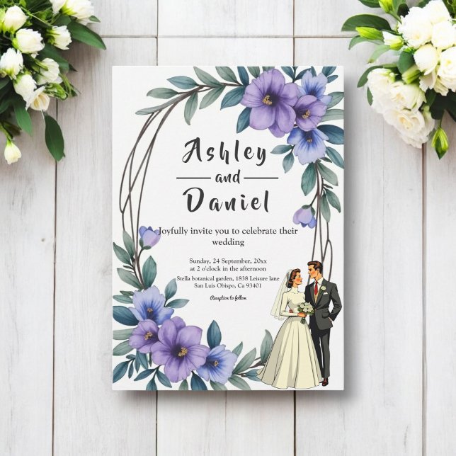 Invitation Élégant Rustique Floral Wreath Bride Mariage de ch (Créateur téléchargé)