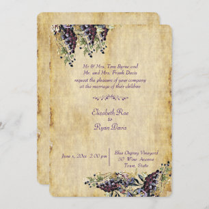 Invitation Élégant, rustique, Mariage viticole