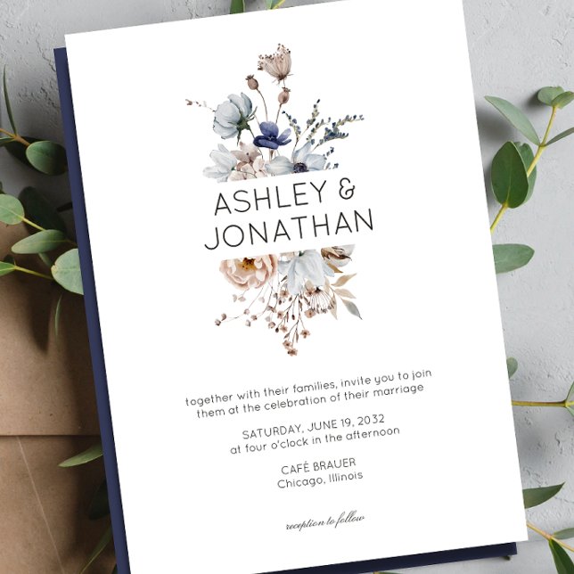 Invitation Élégant Rustique moderne Mariage Fleur sauvage (Créateur téléchargé)