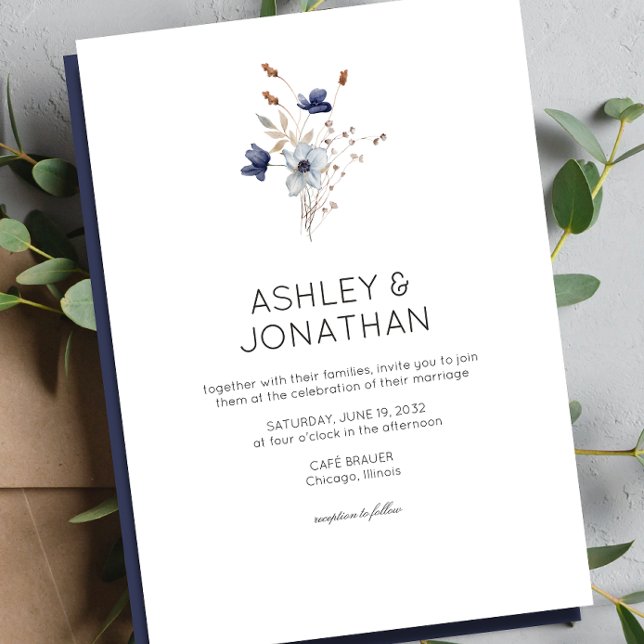 Invitation Élégant Rustique moderne Mariage Fleur sauvage (Créateur téléchargé)