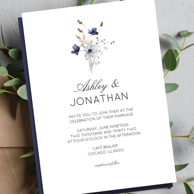 Invitation Élégant Rustique moderne Mariage Fleur sauvage (Créateur téléchargé)