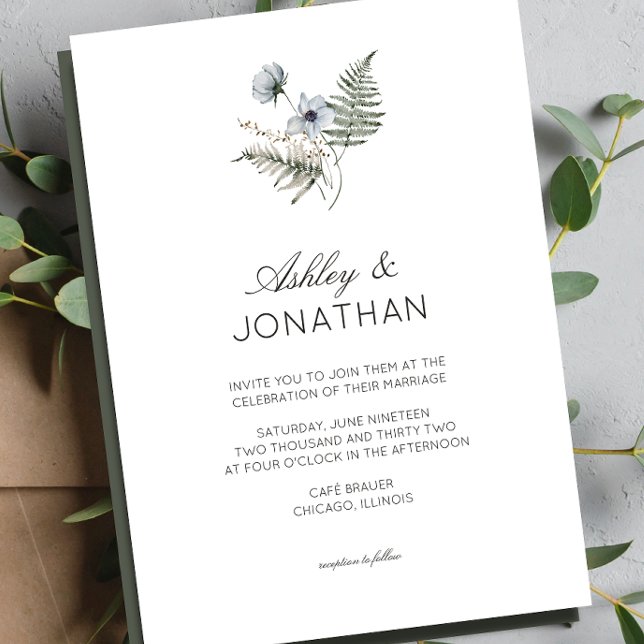 Invitation Élégant Rustique moderne Mariage Fleur sauvage (Créateur téléchargé)