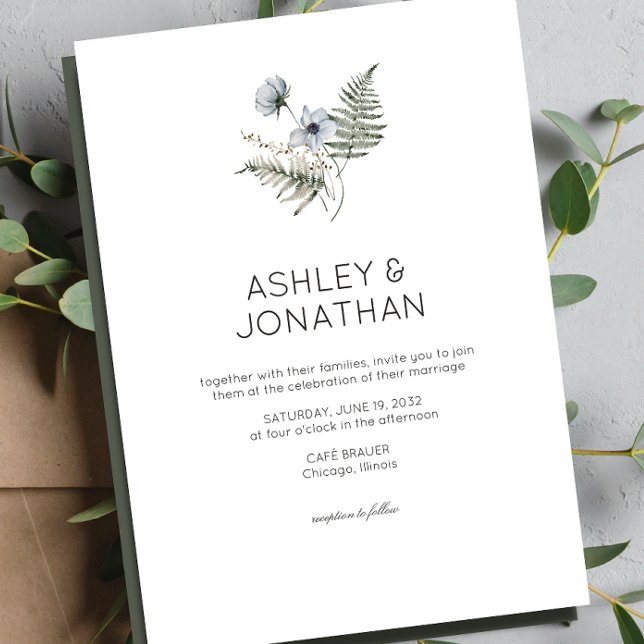 Invitation Élégant Rustique moderne Mariage Fleur sauvage (Créateur téléchargé)