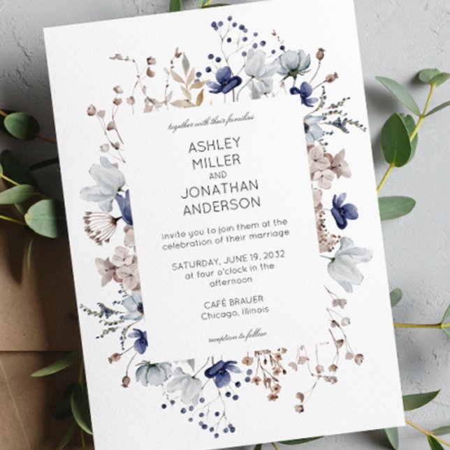 Invitation Élégant Rustique moderne Mariage Fleur sauvage (Créateur téléchargé)