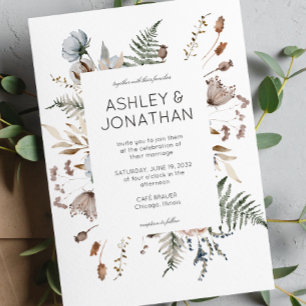 Invitation Élégant Rustique moderne Mariage Fleur sauvage