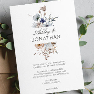 Invitation Élégant Rustique moderne Mariage Fleur sauvage