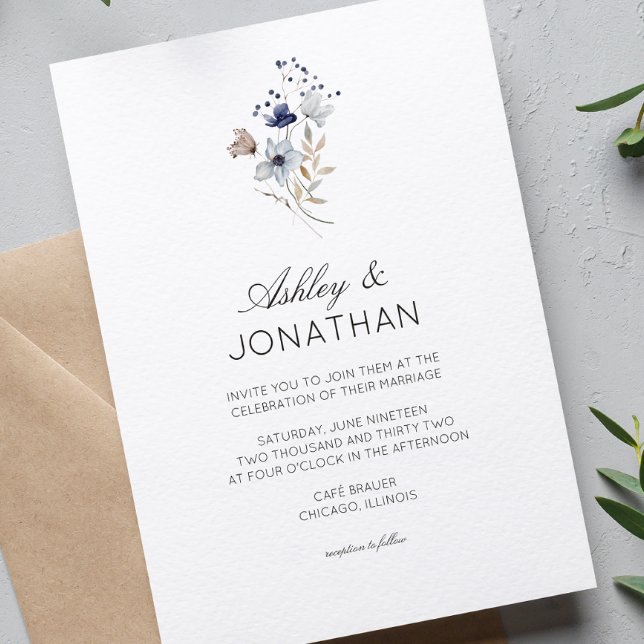 Invitation Élégant Rustique moderne Mariage Fleur sauvage (Créateur téléchargé)