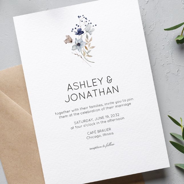 Invitation Élégant Rustique moderne Mariage Fleur sauvage (Créateur téléchargé)
