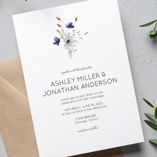Invitation Élégant Rustique moderne Mariage Fleur sauvage