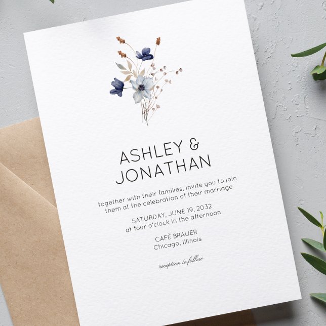 Invitation Élégant Rustique moderne Mariage Fleur sauvage (Créateur téléchargé)