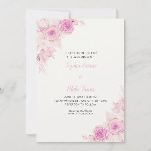 Invitation Élégant Rustique Roses Roses Roses Tombent Sur Mar