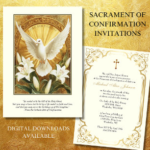 Invitation Élégant sacrement de la confirmation Dove Lilies