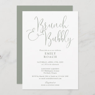 Invitation Elégant Sage Green Brunch Et Fête des mariées Bubb