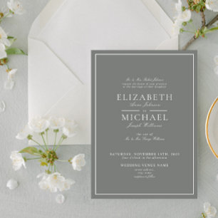 Invitation Elegant Sage Green Classic Script Wedding