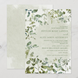 Invitation Élégant Sage Green Eucalyptus Mariage botanique