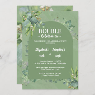 Invitation Elégant Sage Green Floral Double joint Anniversair