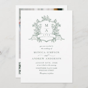 Invitation Elégant Sage Green French Garden Wedding Code QR