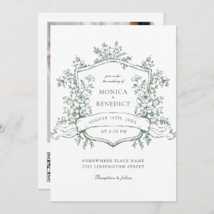 Invitation Elégant Sage Green French Garden Wedding Code QR
