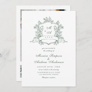 Invitation Elégant Sage Green French Garden Wedding Code QR